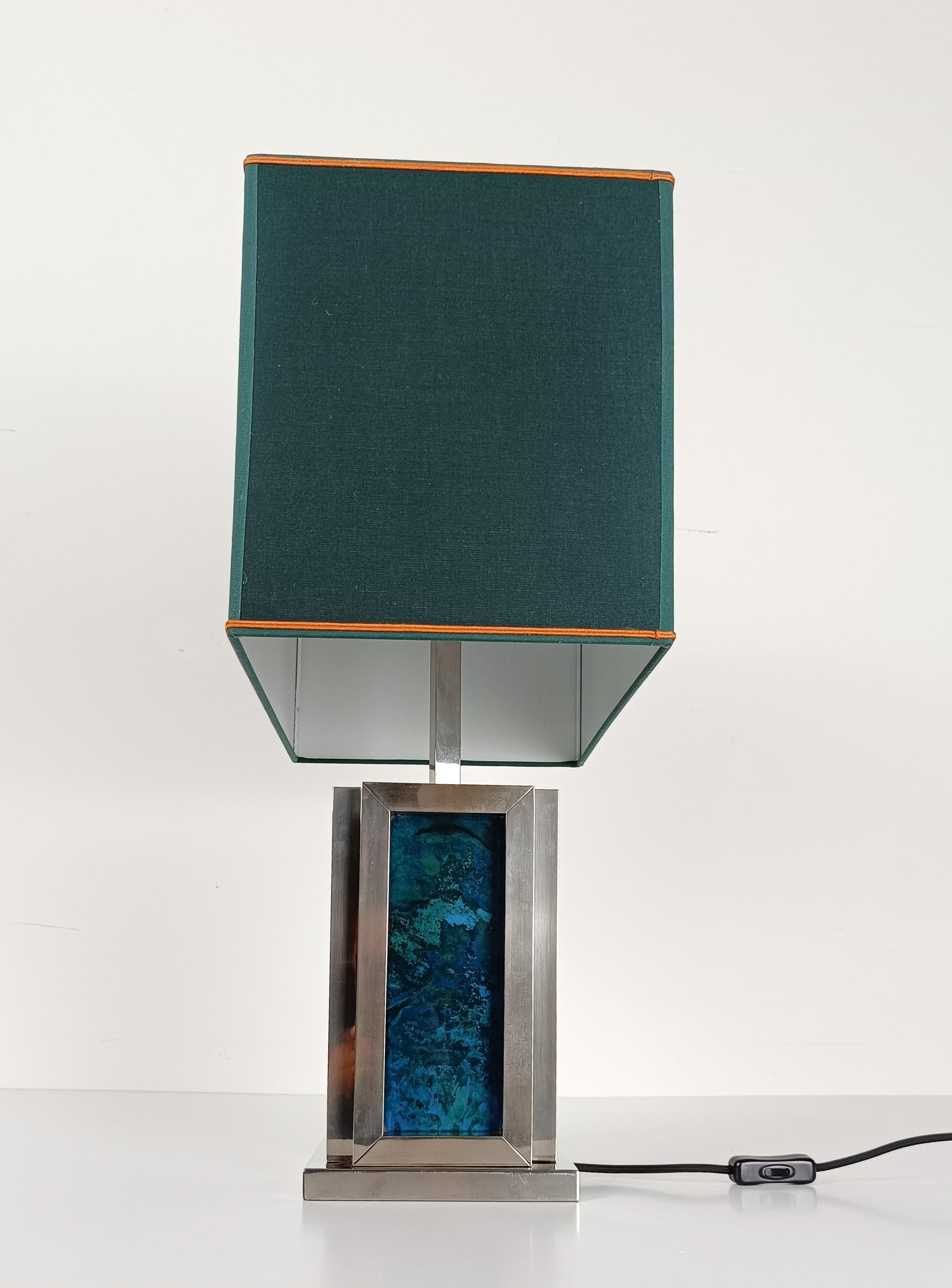 Romeo Rega Table Lamp in Chrome and Lucite Faux Marble Lucite, Italy 1970s For Sale 11