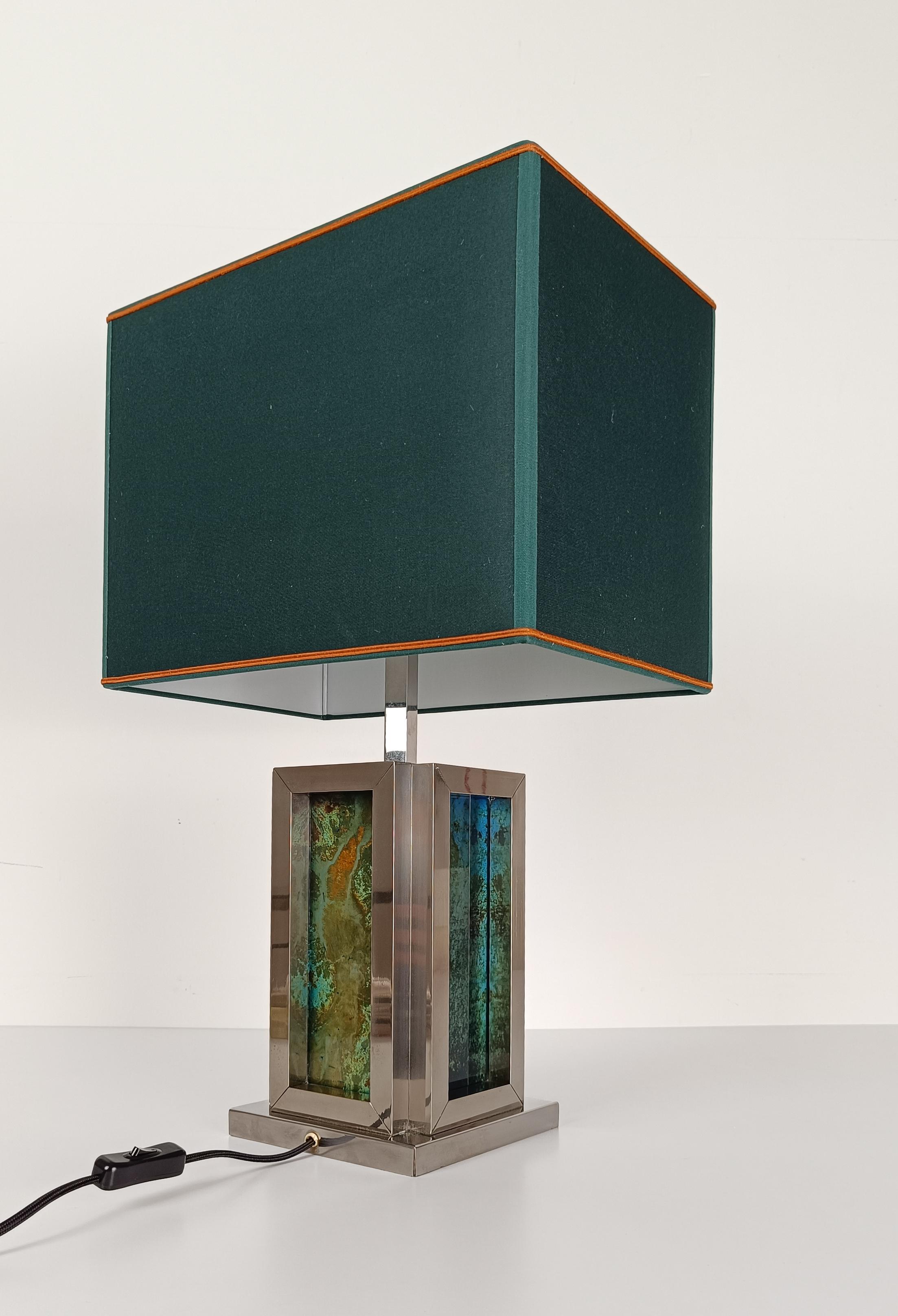 Romeo Rega Table Lamp in Chrome and Lucite Faux Marble Lucite, Italy 1970s For Sale 12