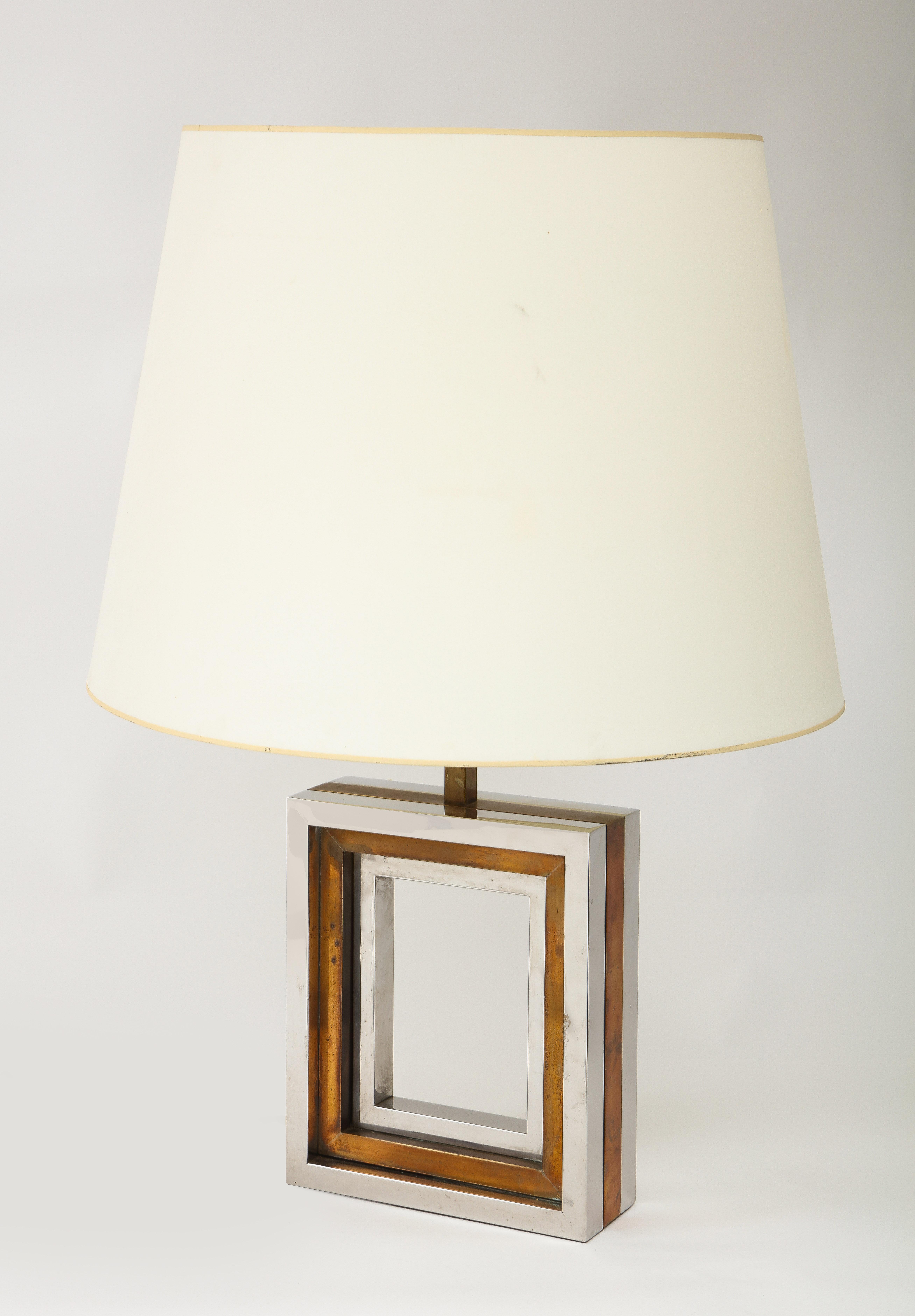 Mid-Century Modern Romeo Rega Table Lamp in Nickel & Brass, Italy 1960's For Sale
