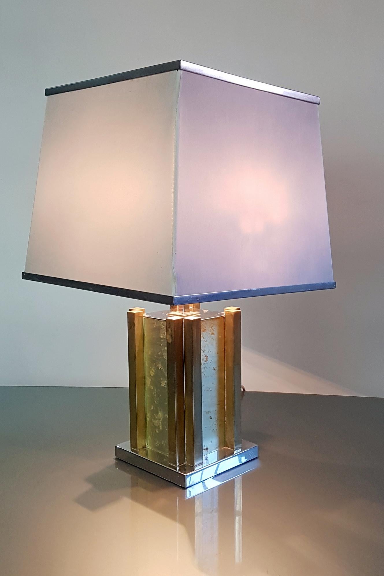 Italian Romeo Rega Table Lamp in Brass and Chrome made in Italy