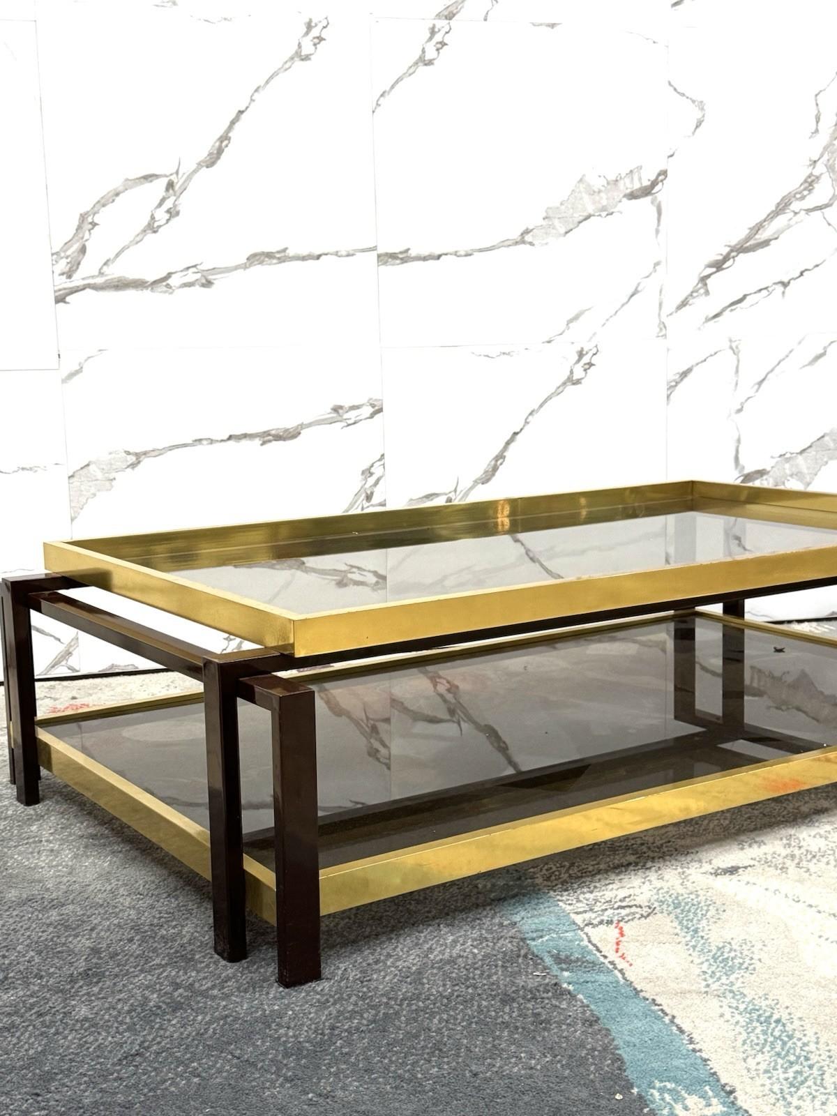 Romeo Rega Tavolo Da Salotto Hollywood Regency Anni ‘70 Geometric Metallo Dorato For Sale 2