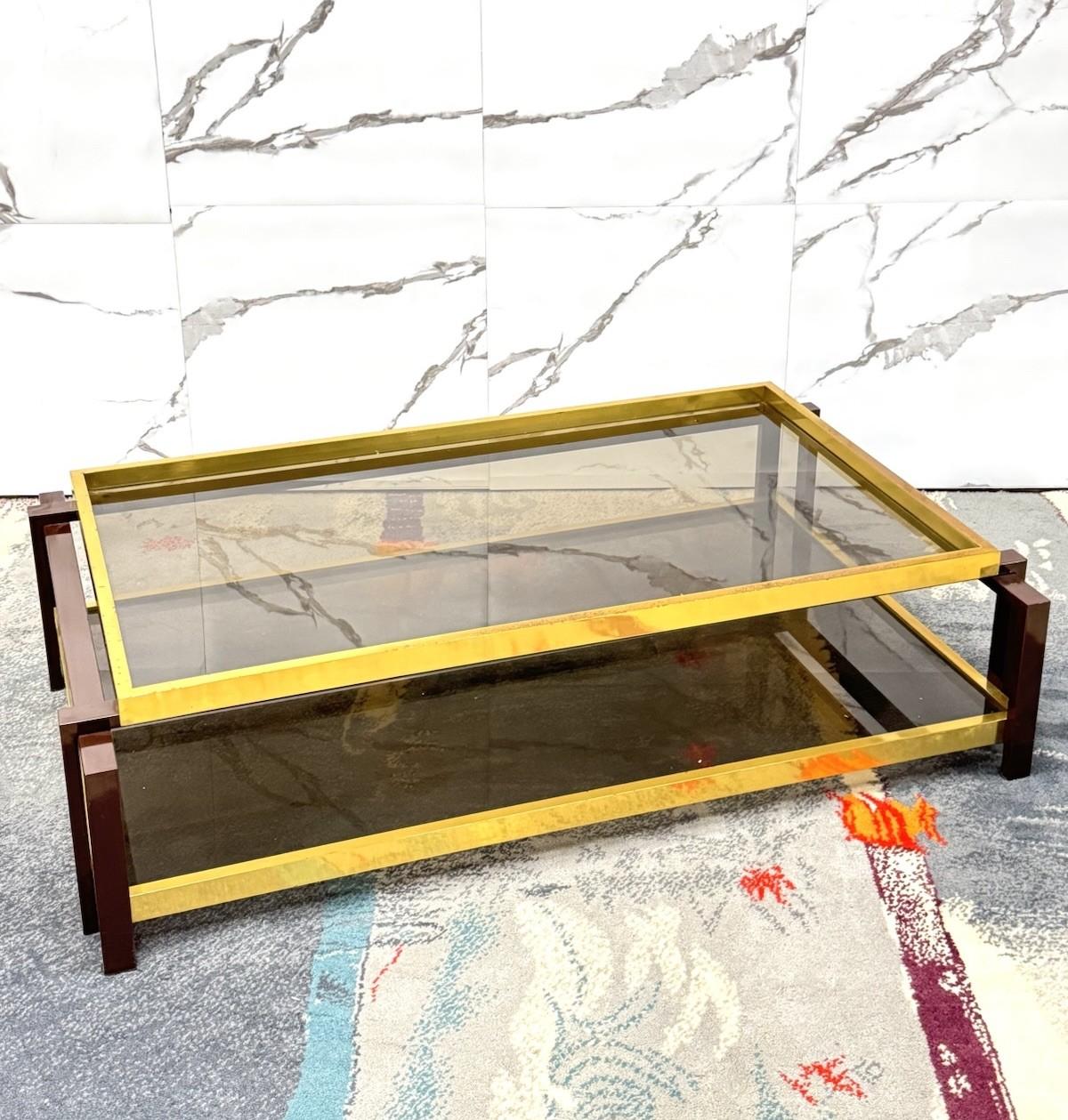 Romeo Rega Tavolo Da Salotto Hollywood Regency Anni ‘70 Geometric Metallo Dorato For Sale 3