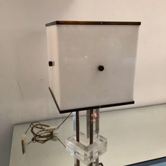 Romeo Rega Vintage Acrylic, Plexiglass and Brass Table Lamp, 1960s