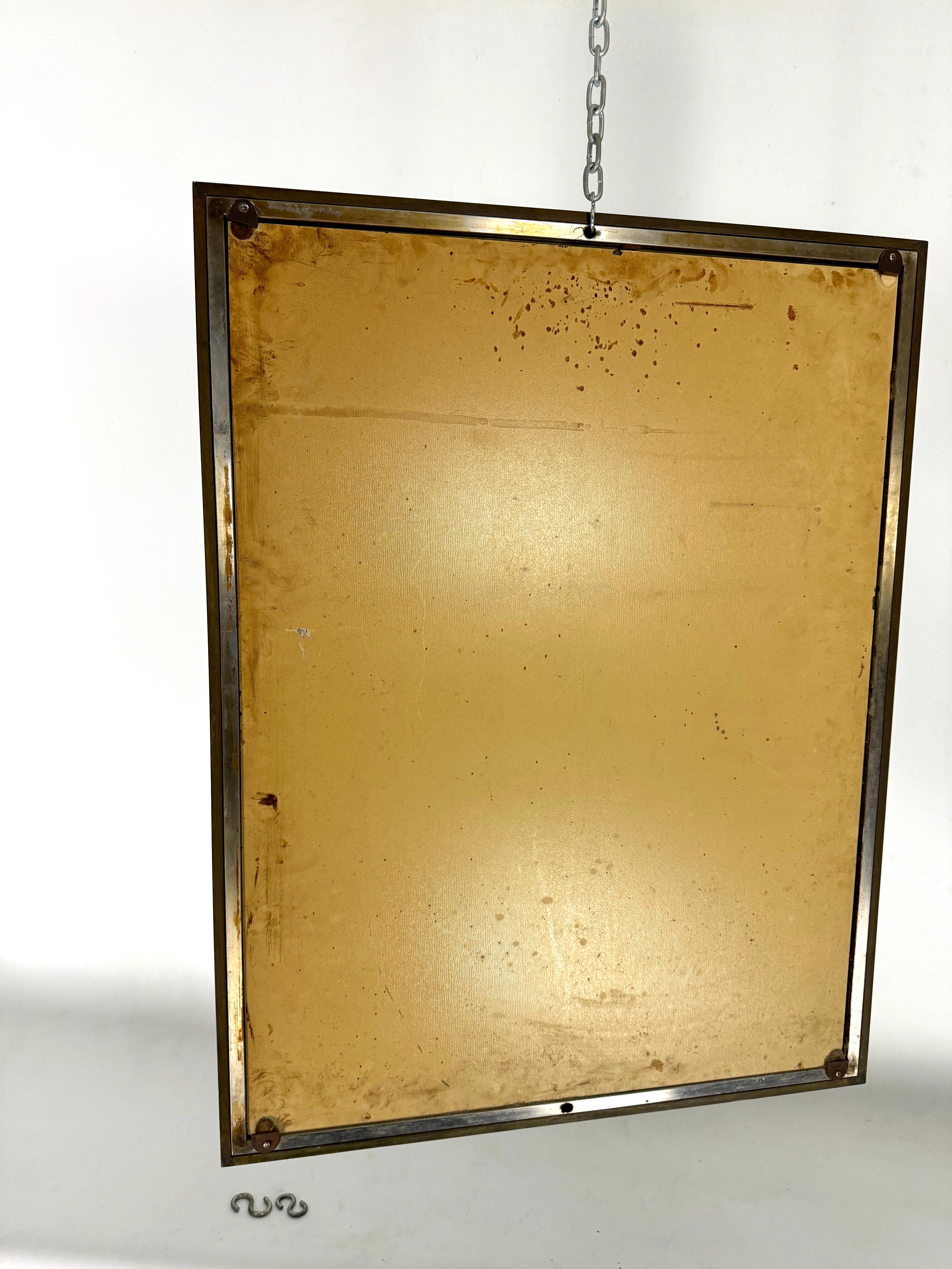 Romeo Rega, vintage mirror with double brass frame and chrome. Italy 1970s For Sale 4