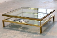 Table basse Romeo Rega XXL avec plateau coulissant en laiton et chrome pour être exposée 1970, Italie