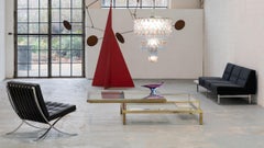 Romeo Rega XXL Brass Glass Chrome Coffee Table Sliding Top to Display 1970 Italy