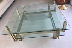Romeo Riga mid-century glass and brass Coffee Table, 1970