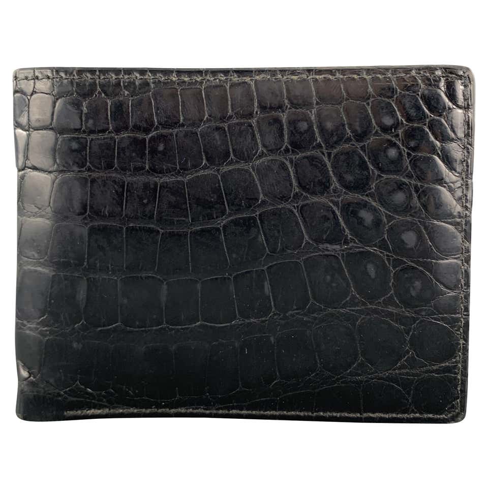ROMEO SANTAMARIA Textured Alligator Black Leather Bifold Wallet at 1stDibs
