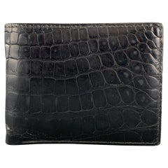 ROMEO SANTAMARIA Textured Alligator Black Leather Bifold Wallet at ...