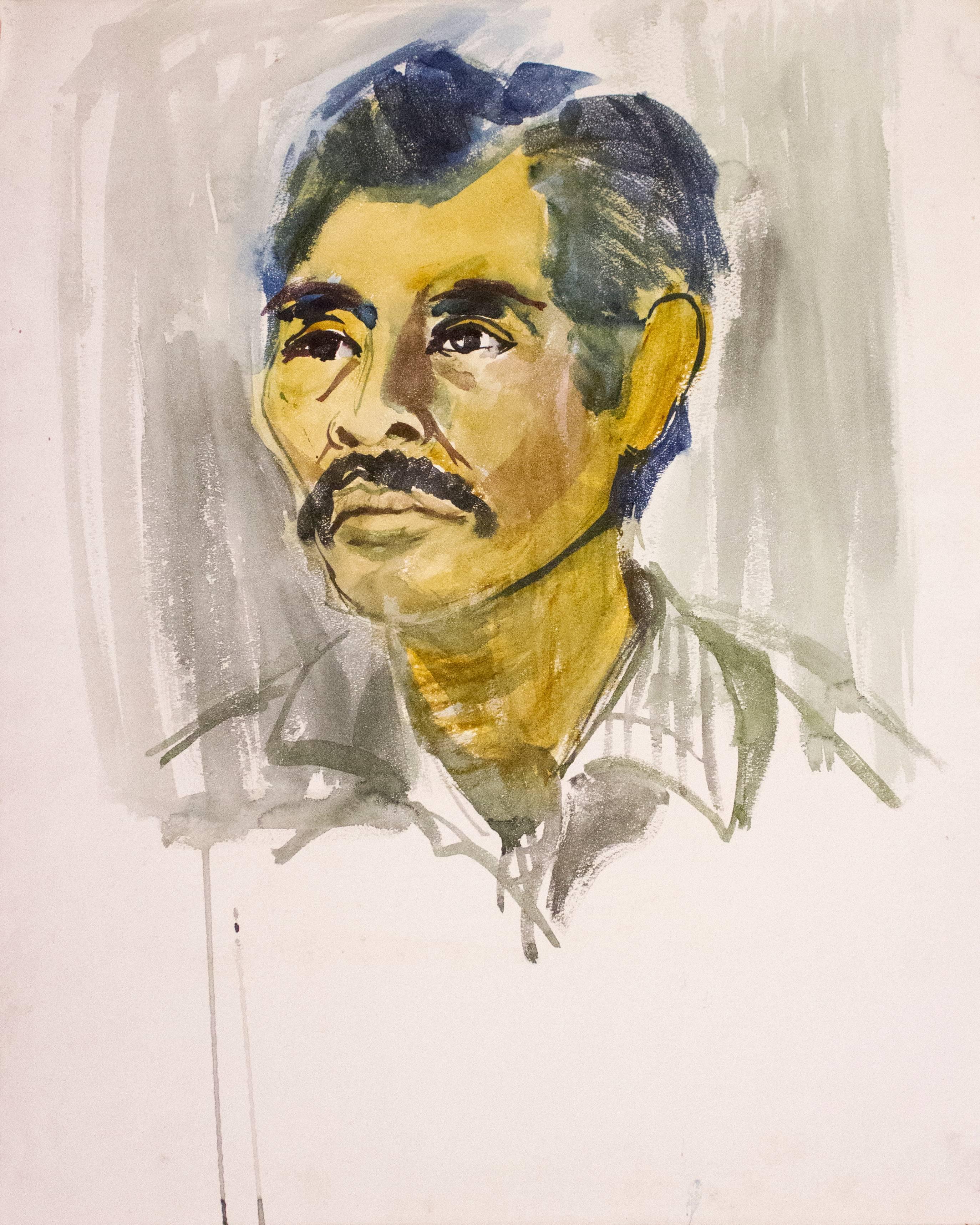 Romeo Villalva Tabuena Portrait - Autoretrato, Watercolor on Paper, Modern Art, Mexico