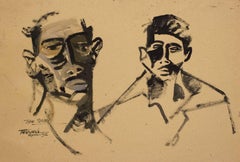 Dos Rostros, Gouache on Paper, Modern Art, Mexico