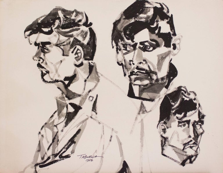 Romeo Villalva Tabuena Portrait - Estudio Rostro Perfil, Gouache on Paper, Modern Art, Mexico