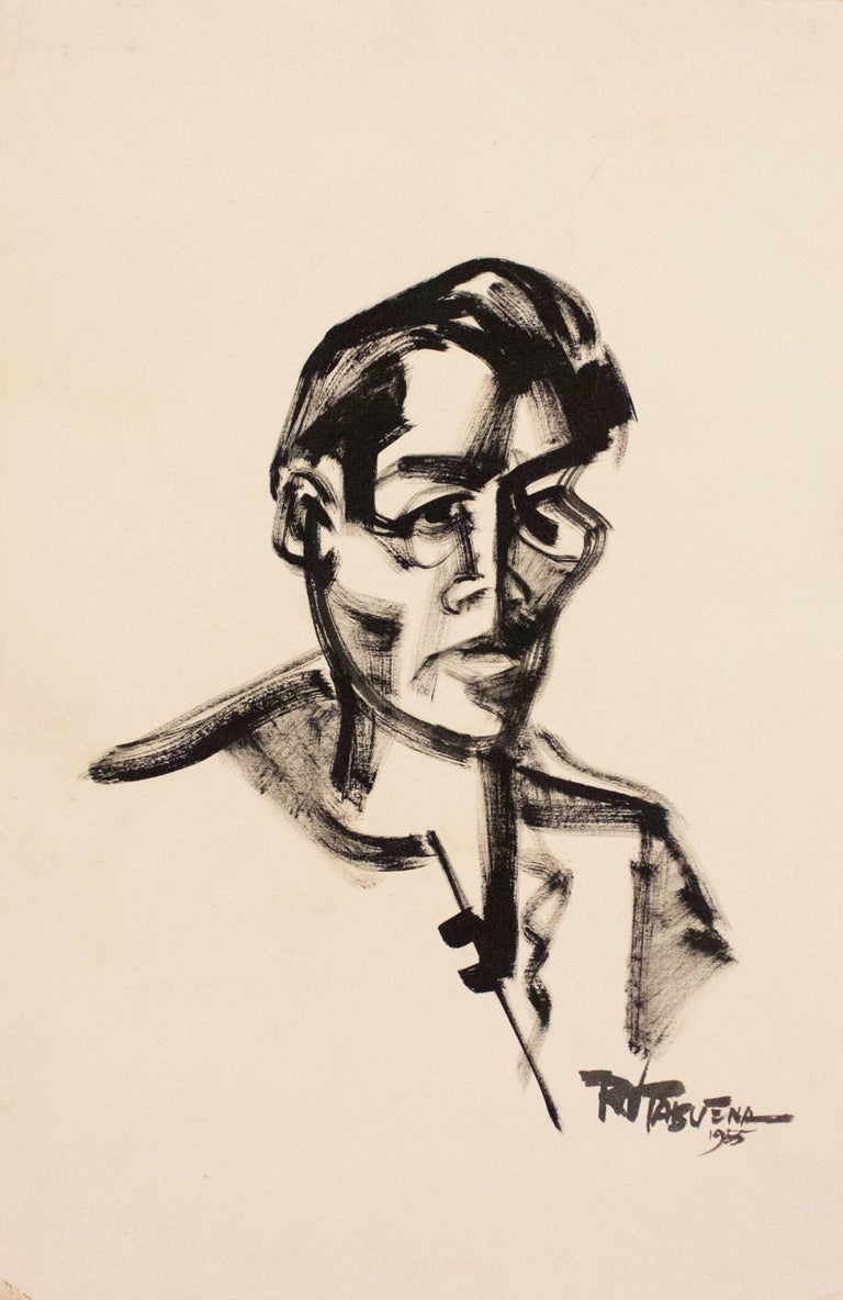 Romeo Villalva Tabuena Portrait - Retrato, Gouache on Paper, Modern Art, Mexico