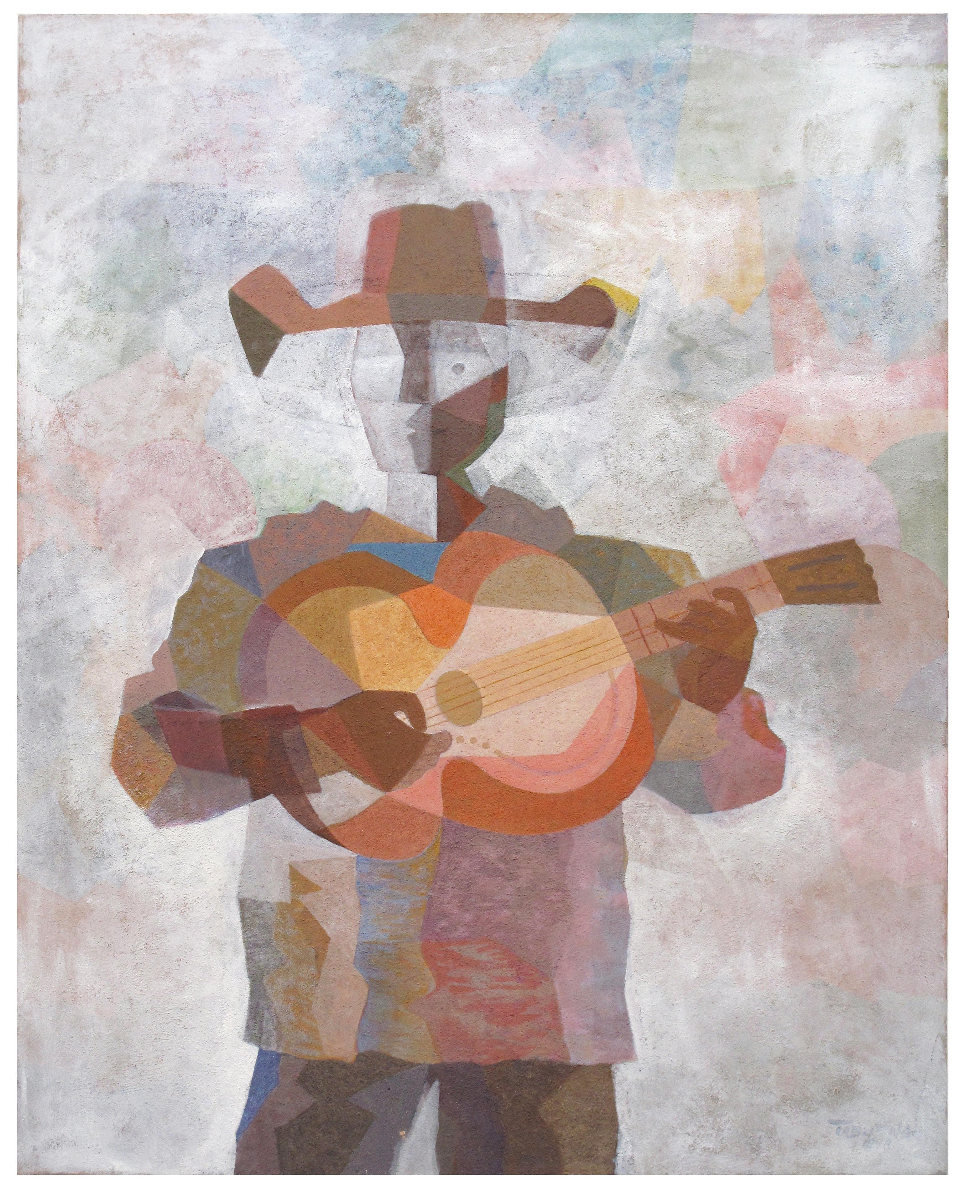 Romeo Villalva Tabuena Figurative Painting - Guitar Player with Hat