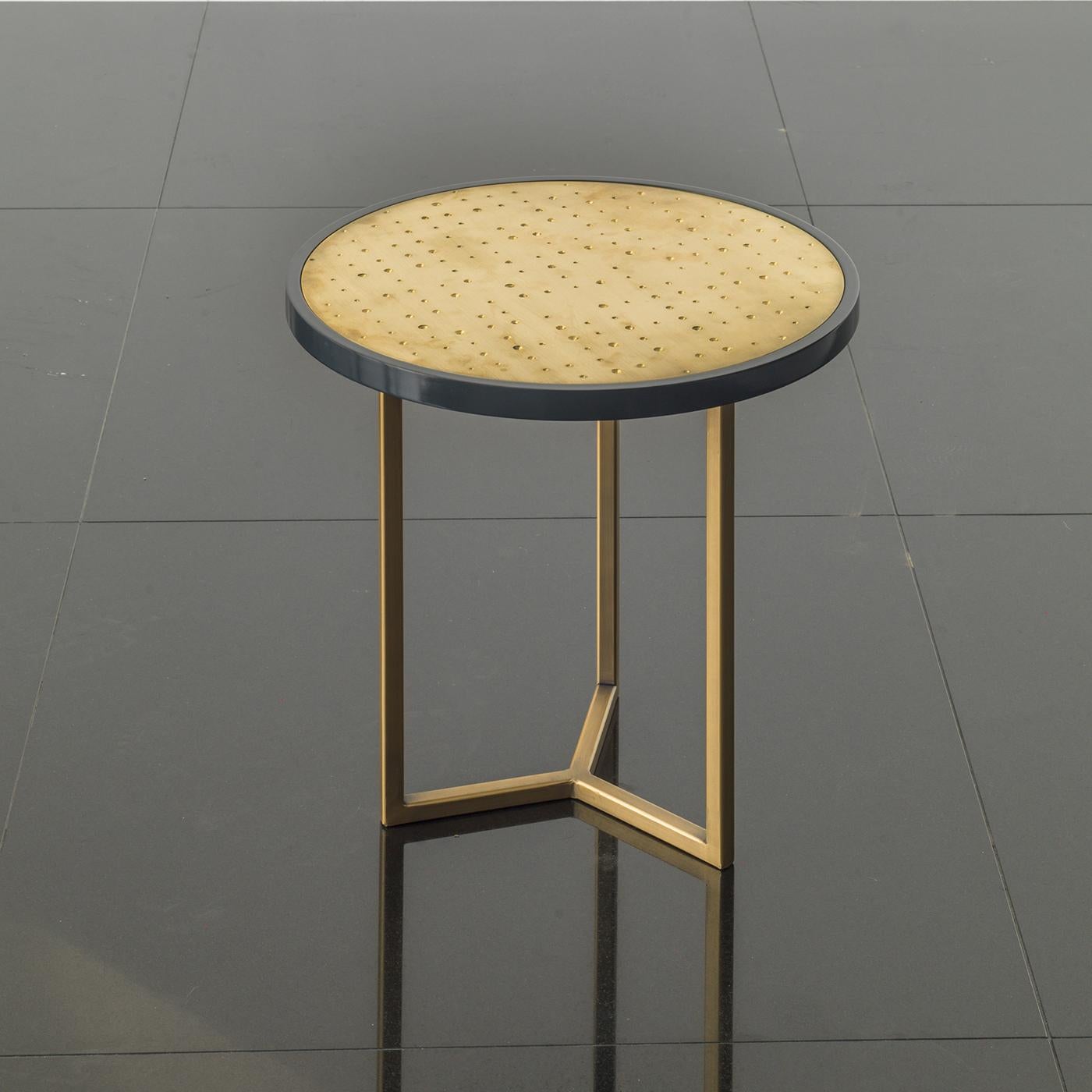 Italian Romeo Wood and Brass Side Table by Chiara Provasi For Sale