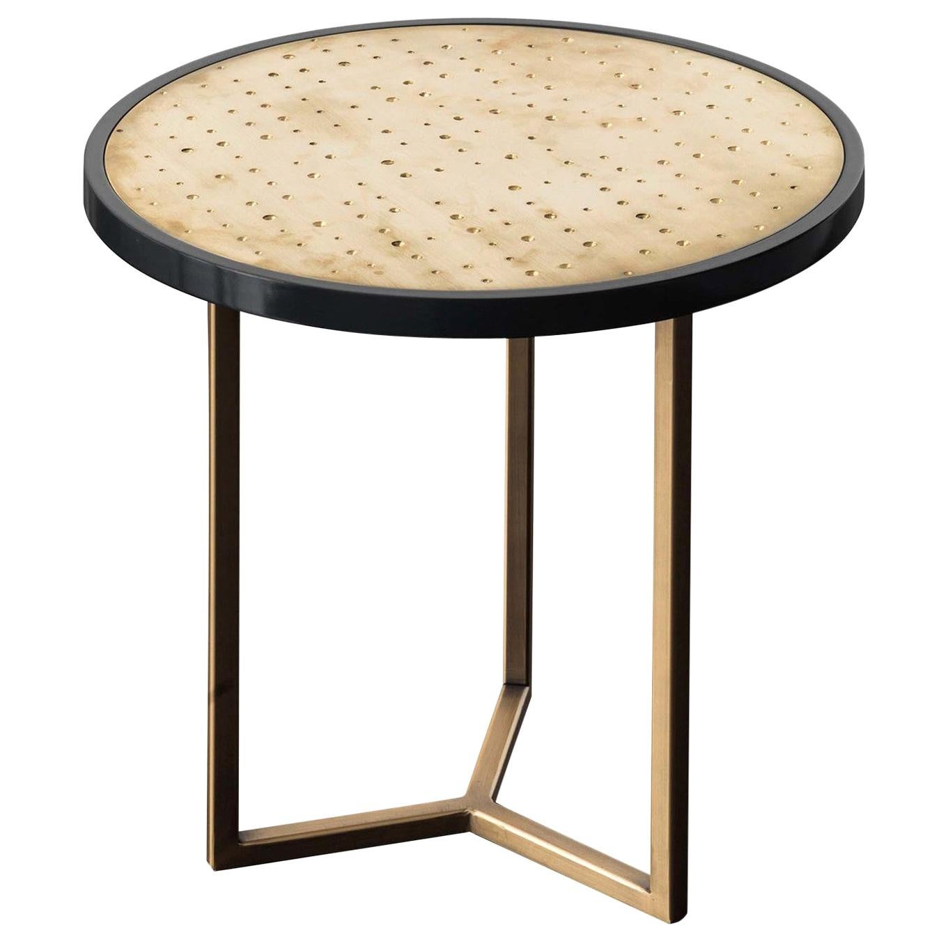 Romeo Wood and Brass Side Table by Chiara Provasi For Sale