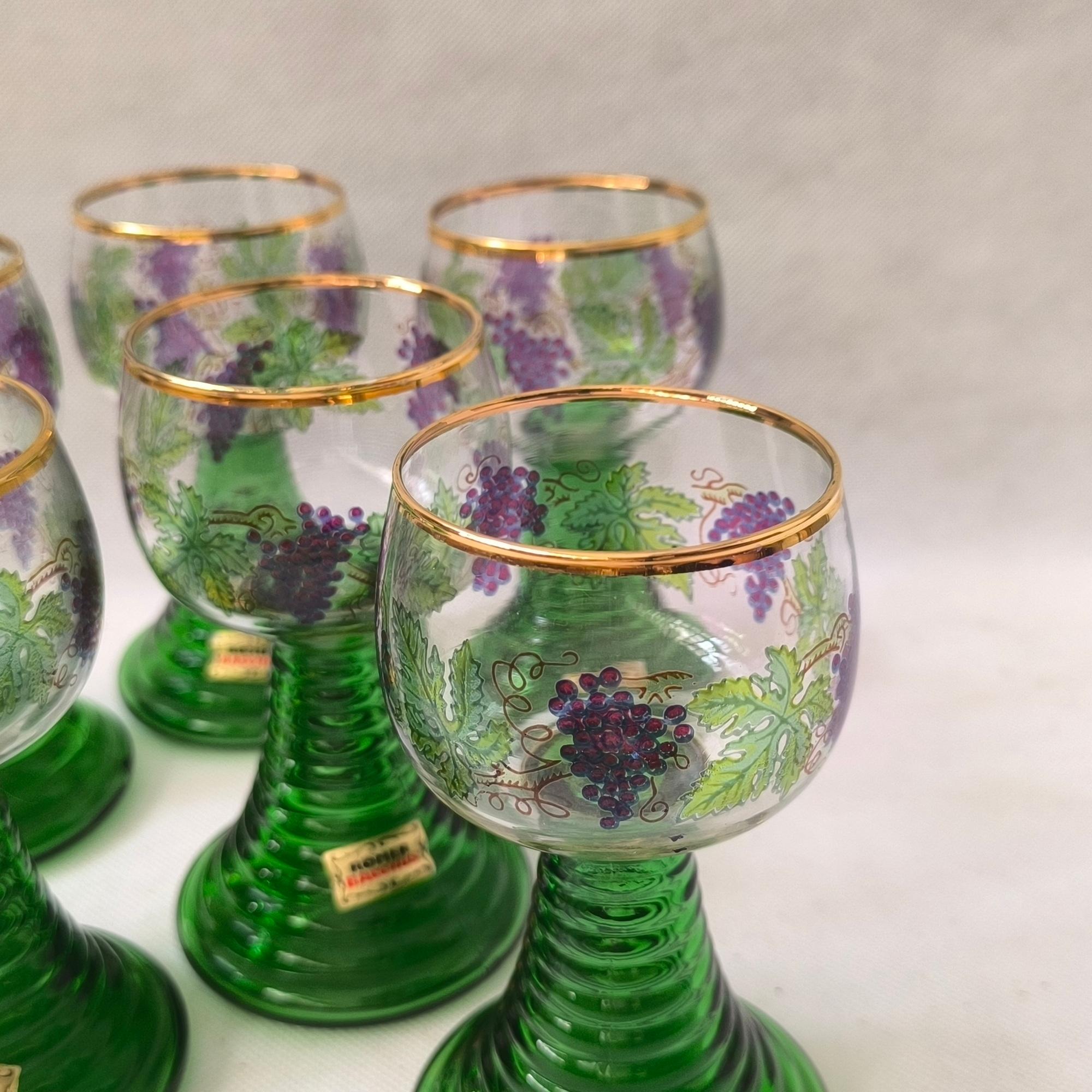 Römer Bacchus Wine Aperitif Glasses - Set of Six - Germany, Mid 20th Century For Sale 4