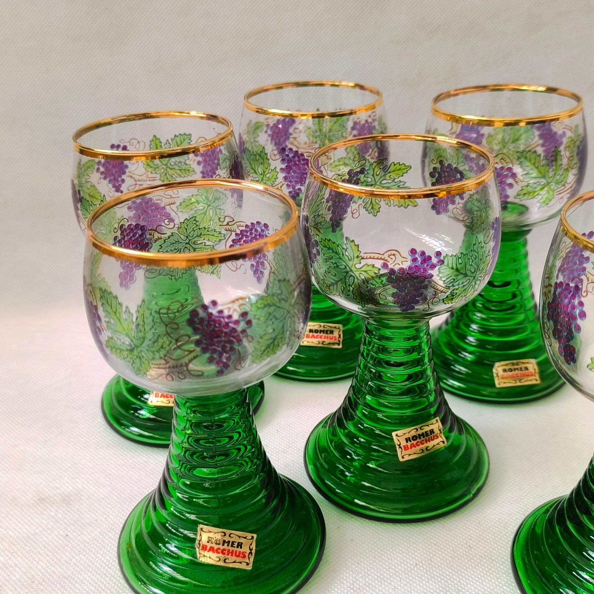 Römer Bacchus Wine Aperitif Glasses - Set of Six - Germany, Mid 20th Century For Sale 5