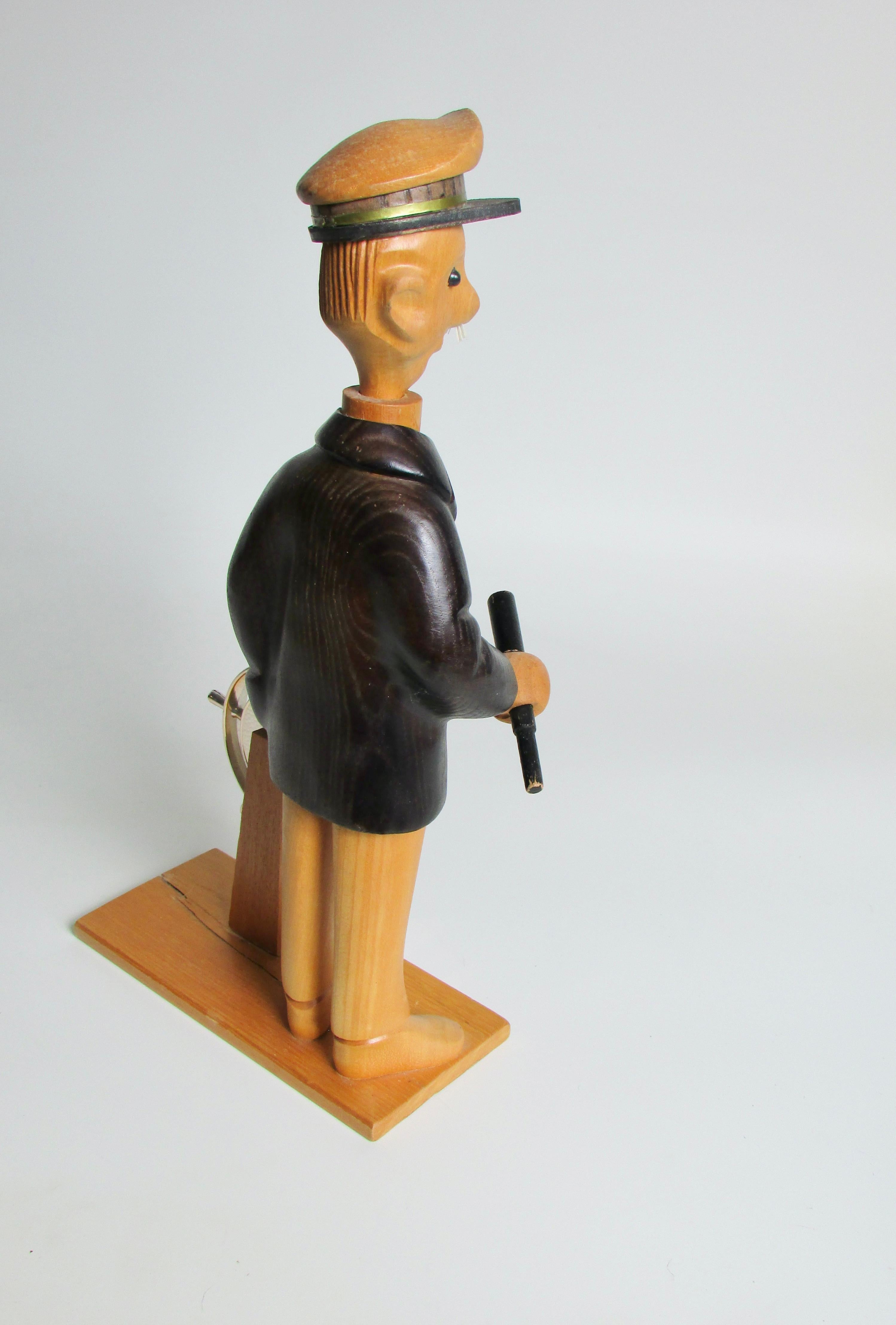 Mid-Century Modern Romer Carved Italian Figures Boat Captain Sailor For Sale