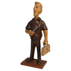 Romer Italy hand carved desk top architect with briefcase sculpture