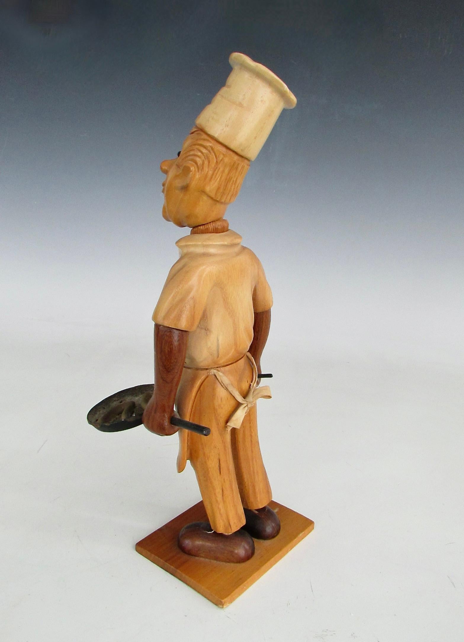 Mid-Century Modern Romer italy hand carved desk top chef short order cook sculpture en vente