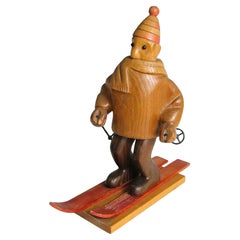 Romer italy hand carved desk top downhill skier sculpture