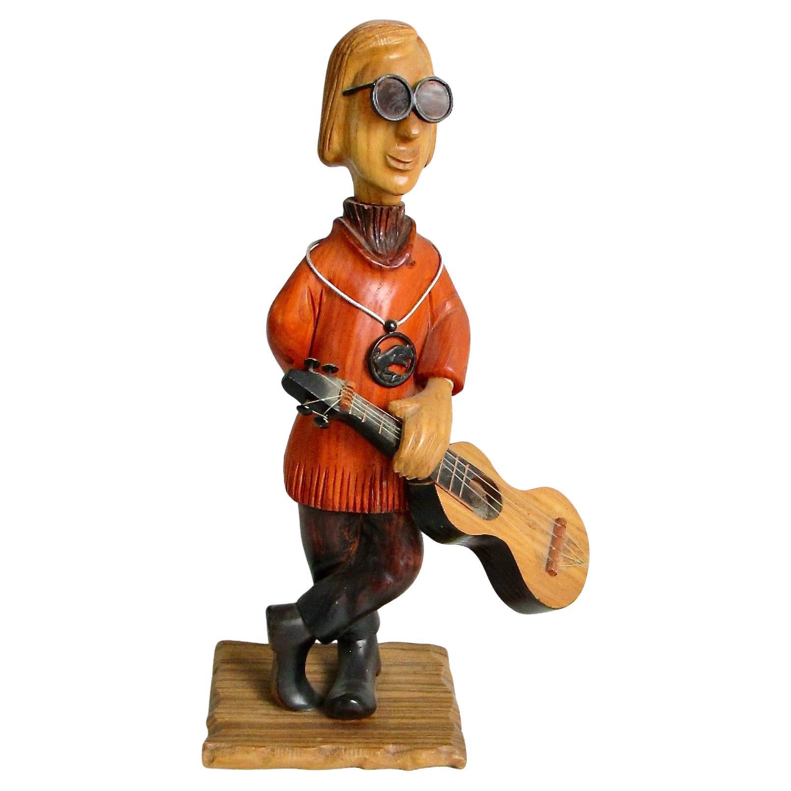Romer italia escritorio tallado a mano hippie boho folk rock guitarrista escultura