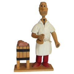 Whimsical Romer italy hand carved desk top butcher  with table sculpture