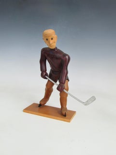 Romer italy hand carved desk top hockey player on skates sculpture