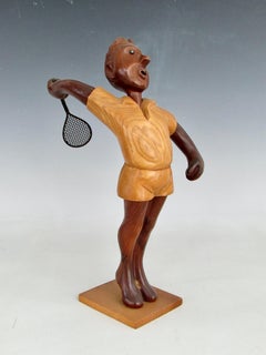 Romer italy hand carved desk top tennis player sculpture