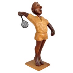 Romer italy hand carved desk top tennis player sculpture
