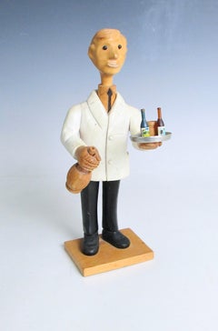Romer italy hand carved desk top waiter server bartender sculpture