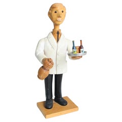 Romer italy hand carved desk top waiter server bartender sculpture