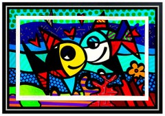 Romero Britto Deeply In Love Large 3D Mixed Media Construction Hand Signed Fish