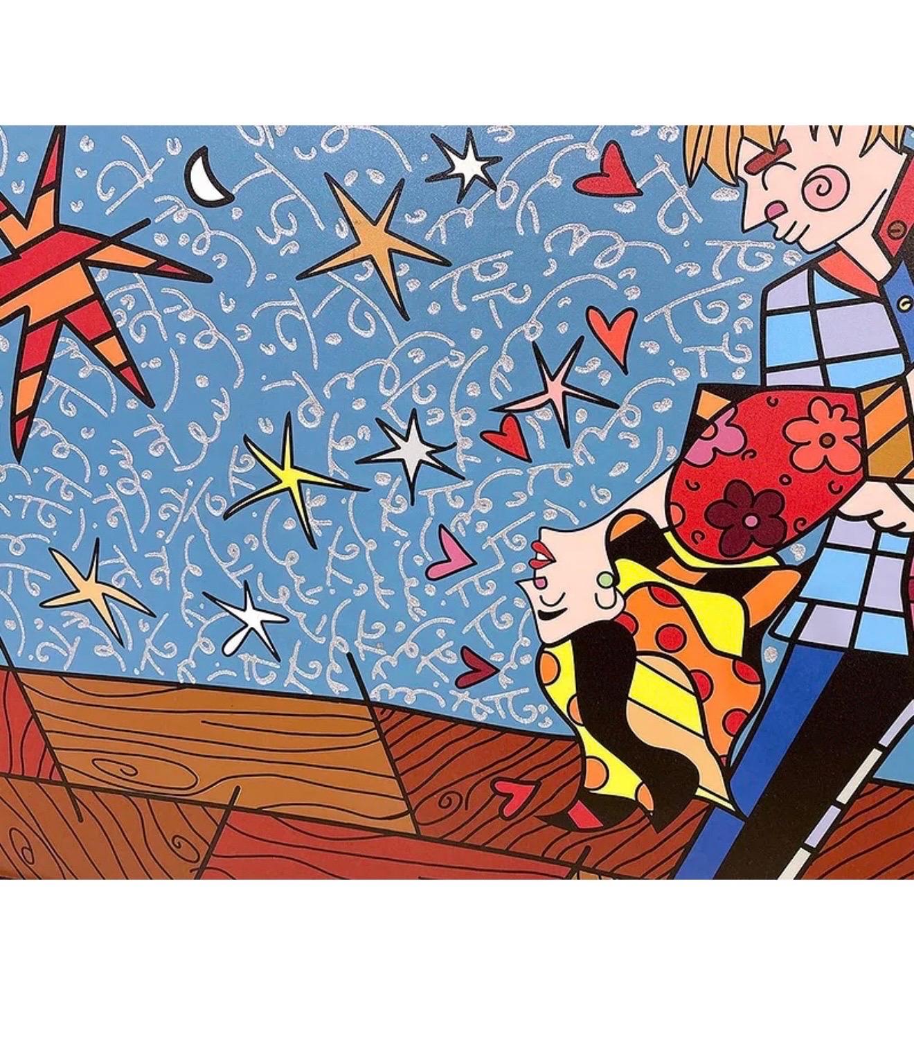 Grand Romero Britto Mixed Media Diamond Dust Giclee Pop Art Cubism Hollywood en vente 10