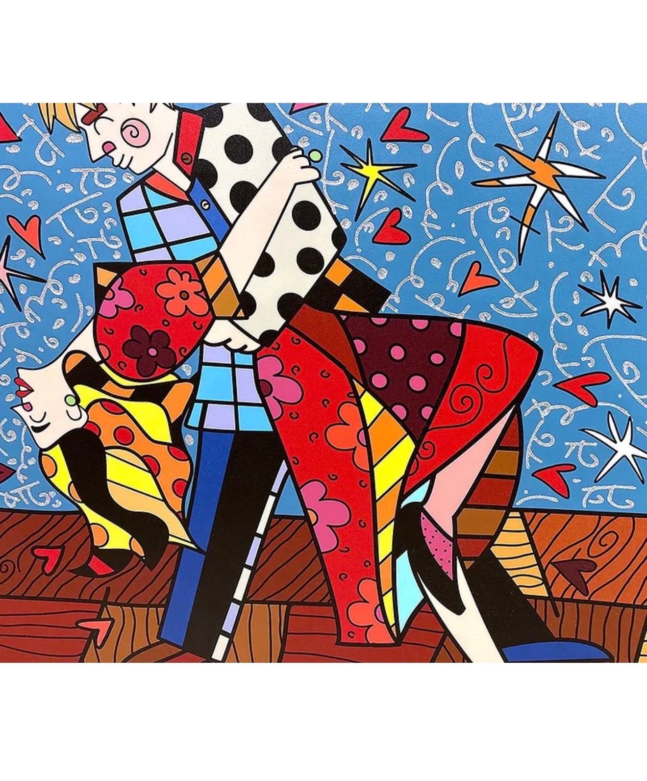 Grand Romero Britto Mixed Media Diamond Dust Giclee Pop Art Cubism Hollywood en vente 11