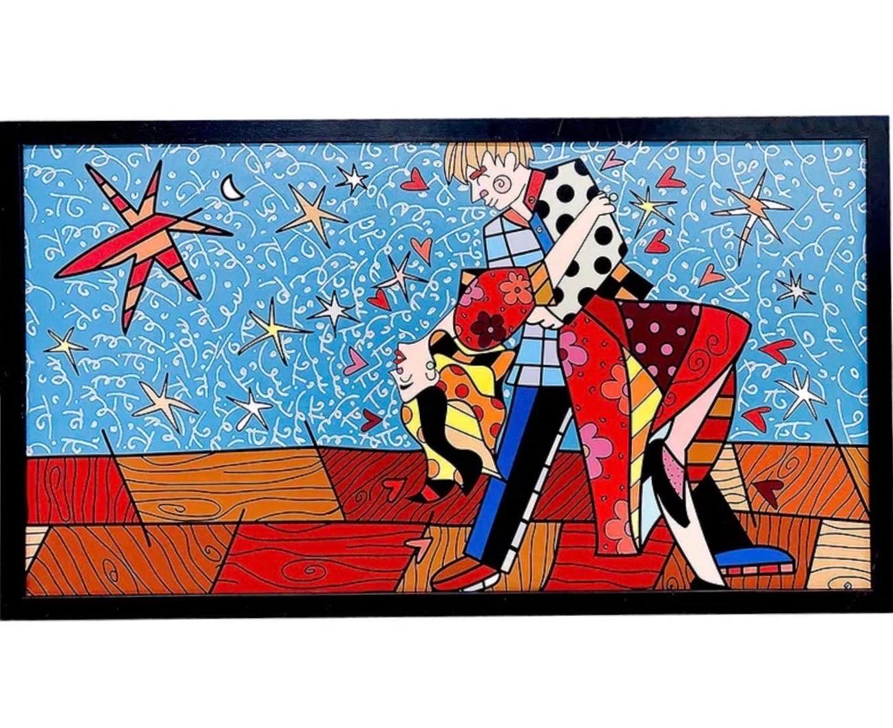 Grand Romero Britto Mixed Media Diamond Dust Giclee Pop Art Cubism Hollywood en vente 13