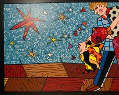 Große Romero Britto gemischte Medien Diamantstaub Giclee Pop Art Kubismus Hollywood