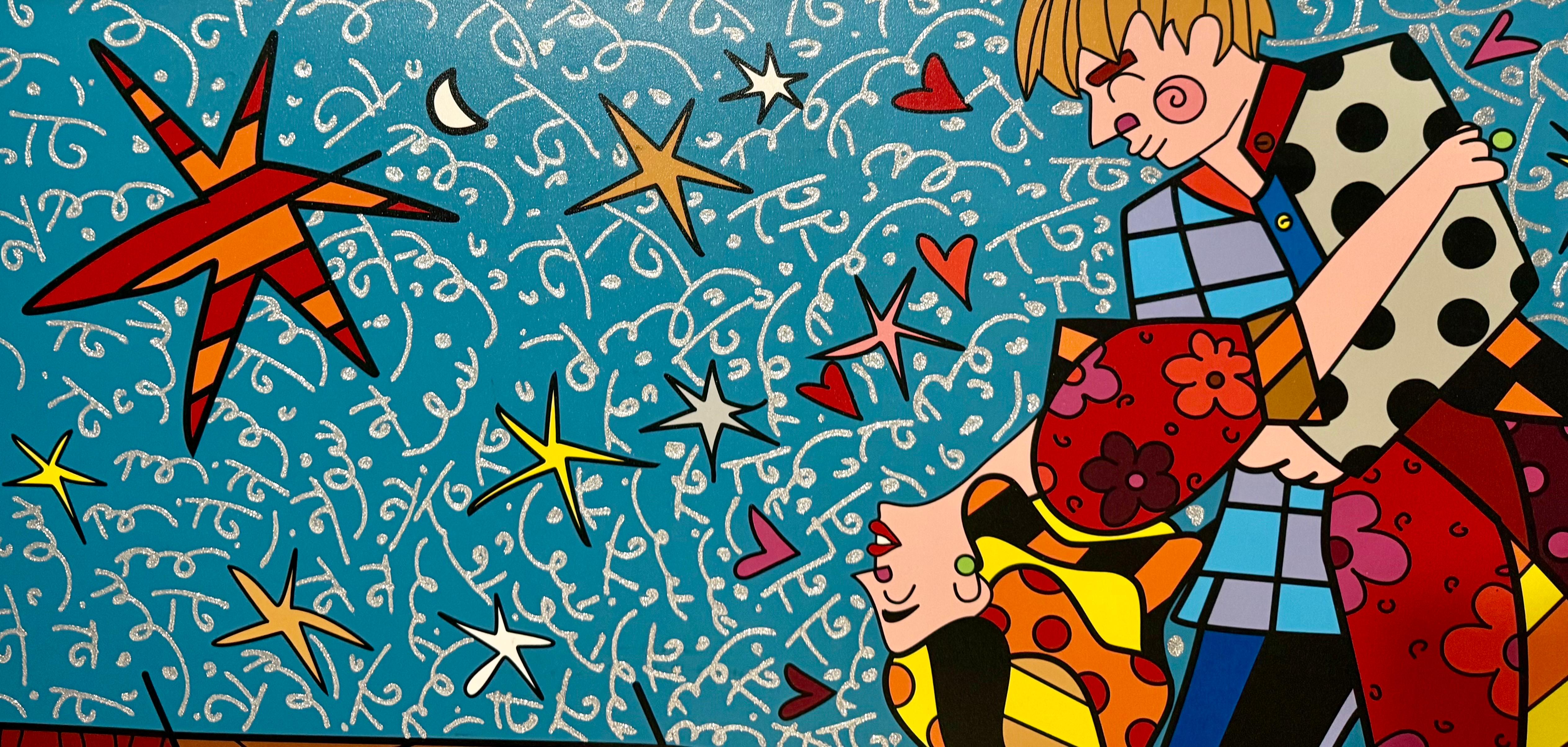 Grand Romero Britto Mixed Media Diamond Dust Giclee Pop Art Cubism Hollywood en vente 4