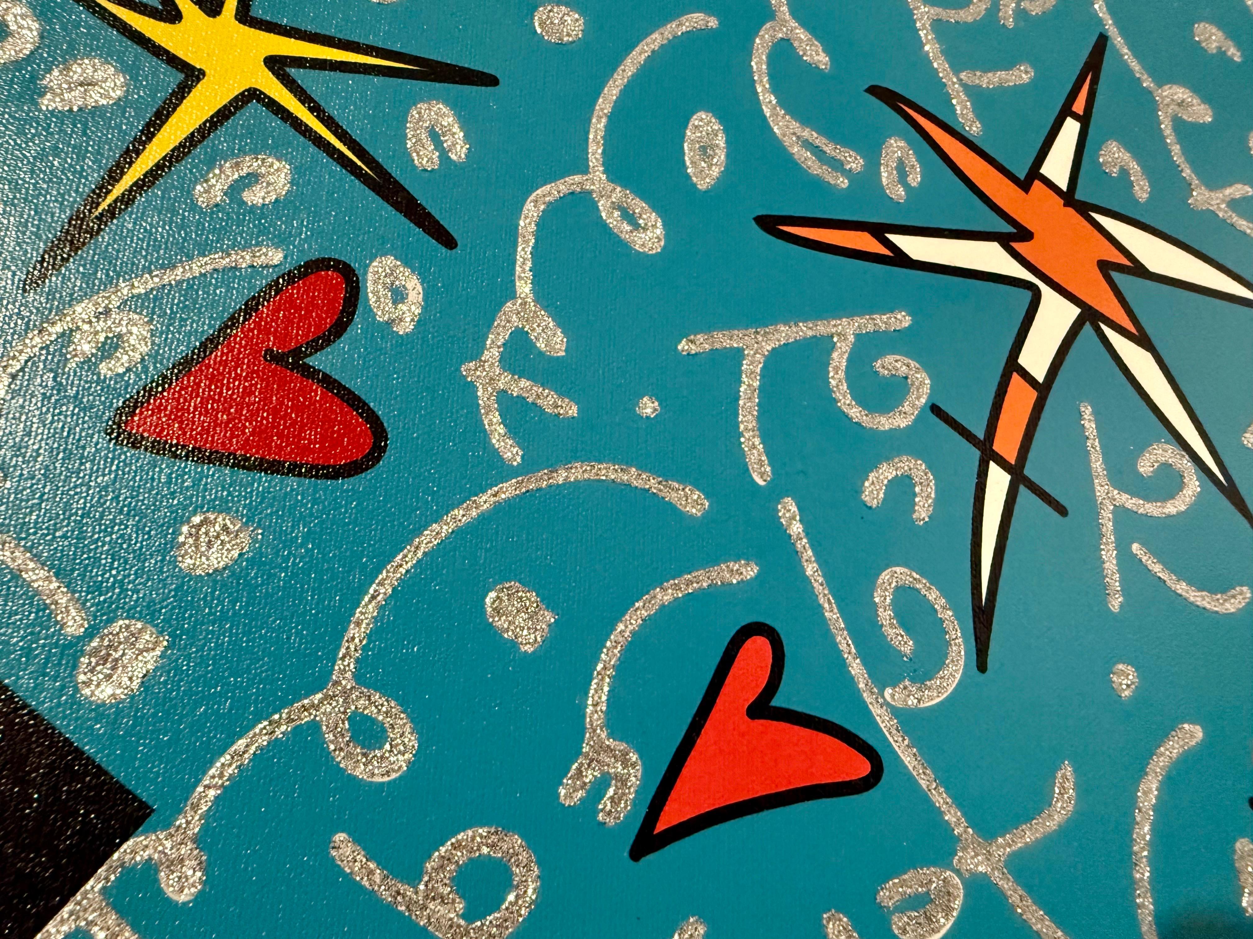 Grand Romero Britto Mixed Media Diamond Dust Giclee Pop Art Cubism Hollywood en vente 5