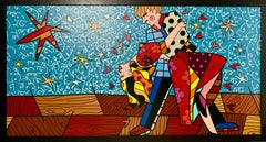 Grand Romero Britto Mixed Media Diamond Dust Giclee Pop Art Cubism Hollywood