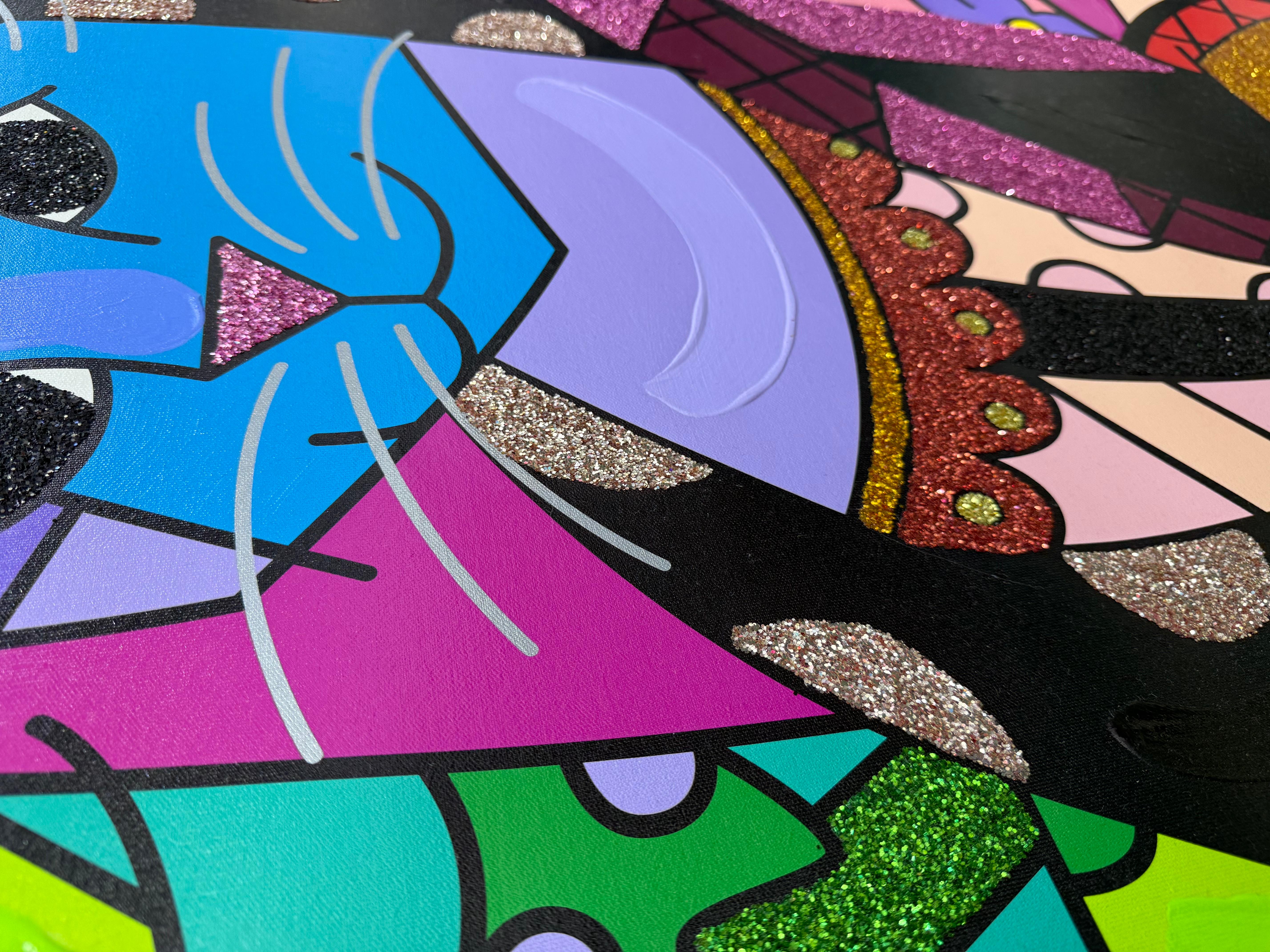 Mona Cat (großes Originalgemälde auf Leinwand) – Painting von Romero Britto