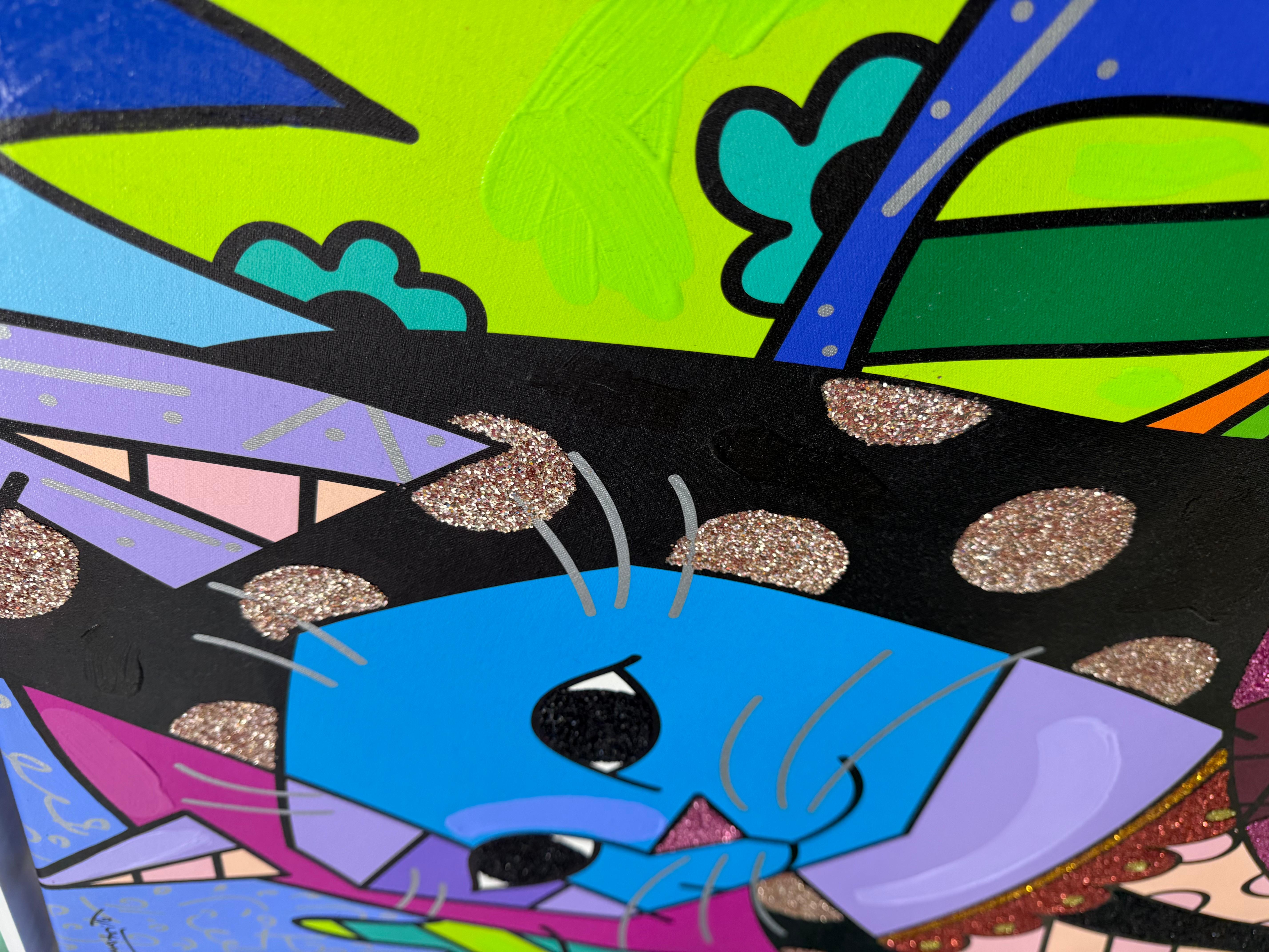 Mona Cat (großes Originalgemälde auf Leinwand) (Pop-Art), Painting, von Romero Britto