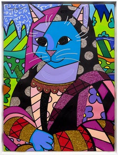 Mona Cat (großes Originalgemälde auf Leinwand)