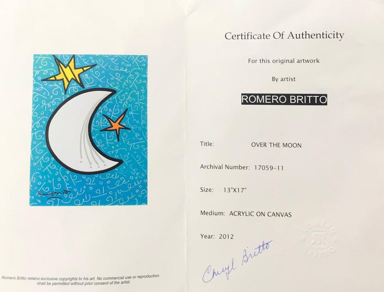 OVER THE MOON - Gray Figurative Painting by Romero Britto