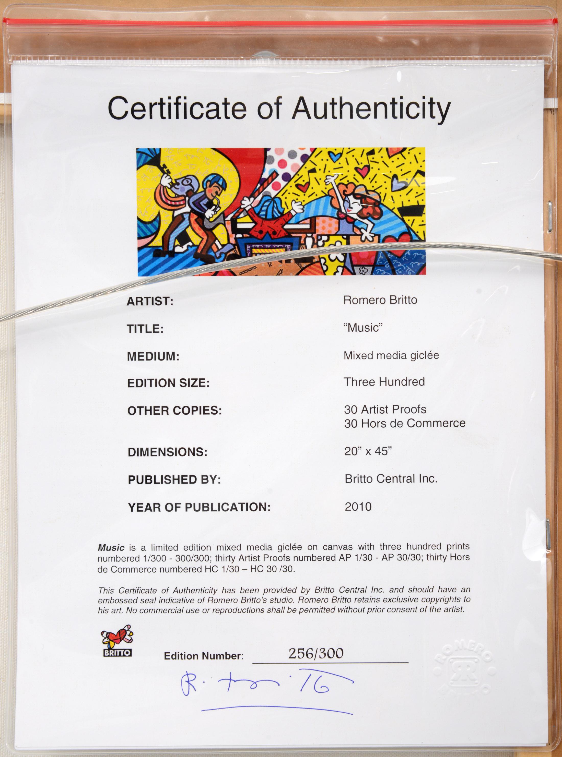 Romero Britto Giclée mixte embellie à la main, 44.5 