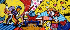 Romero Britto Giclée mixte embellie à la main, 44.5 "W