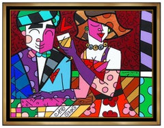 Romero Britto Large Original Acrylic Painting On Canvas Signed Modern Portrait