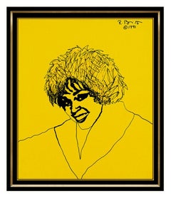 Romero Britto Large Original Acrylic Painting On Canvas Whitney Houston Signed