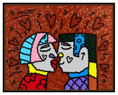 Romero Britto Original Painting Acrylic On Board Signed Pop Art Modern Portrait